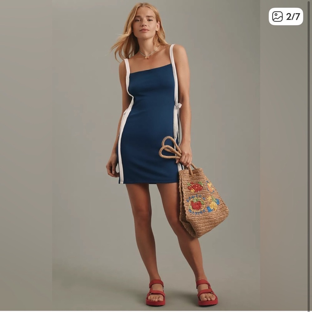 Anthropologie Navy and White Athletic Mini Dress